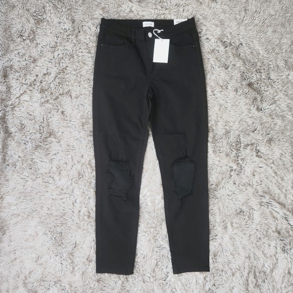 Sneak Peek Mid Rise Distressed Skinny Jeans Black Women's Size 27 Juniors Size 5